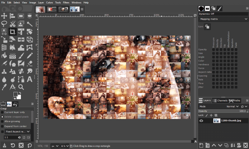 Mosaico de fotos criado no GIMP.